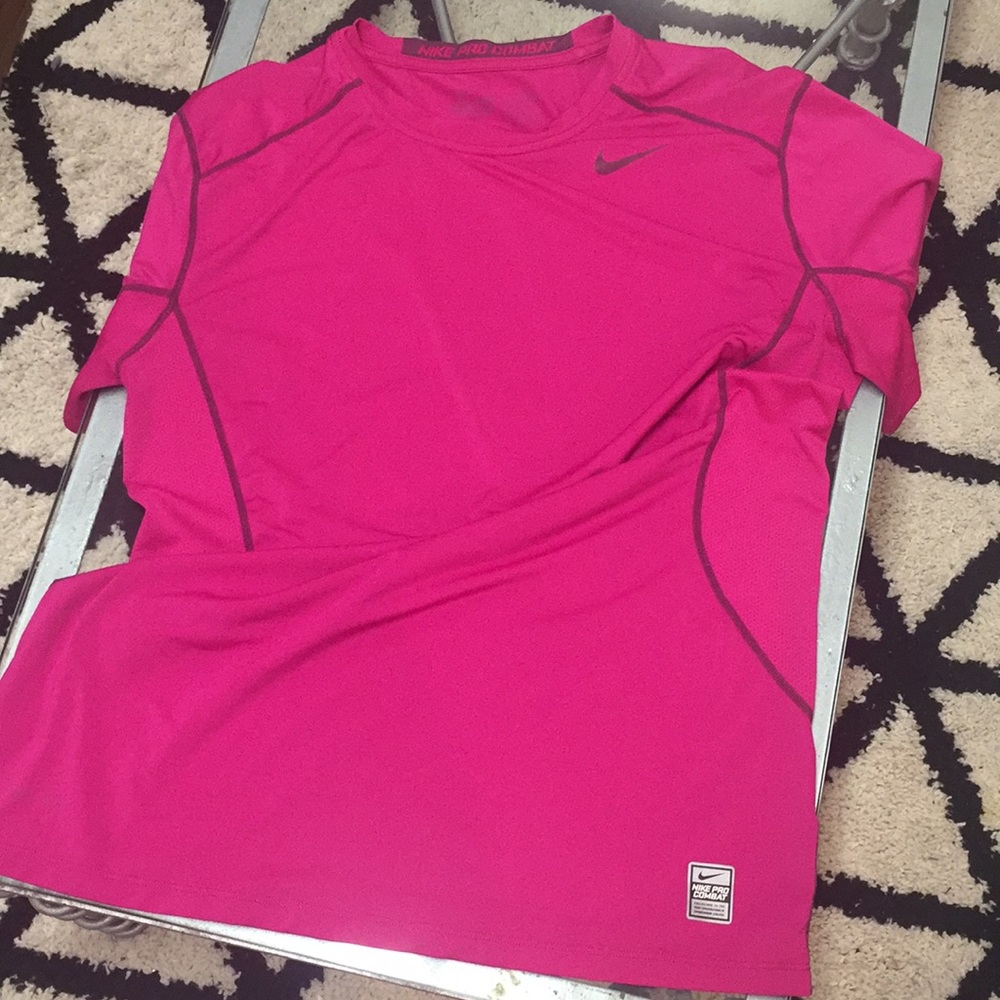 Pink nike pro workout shirt